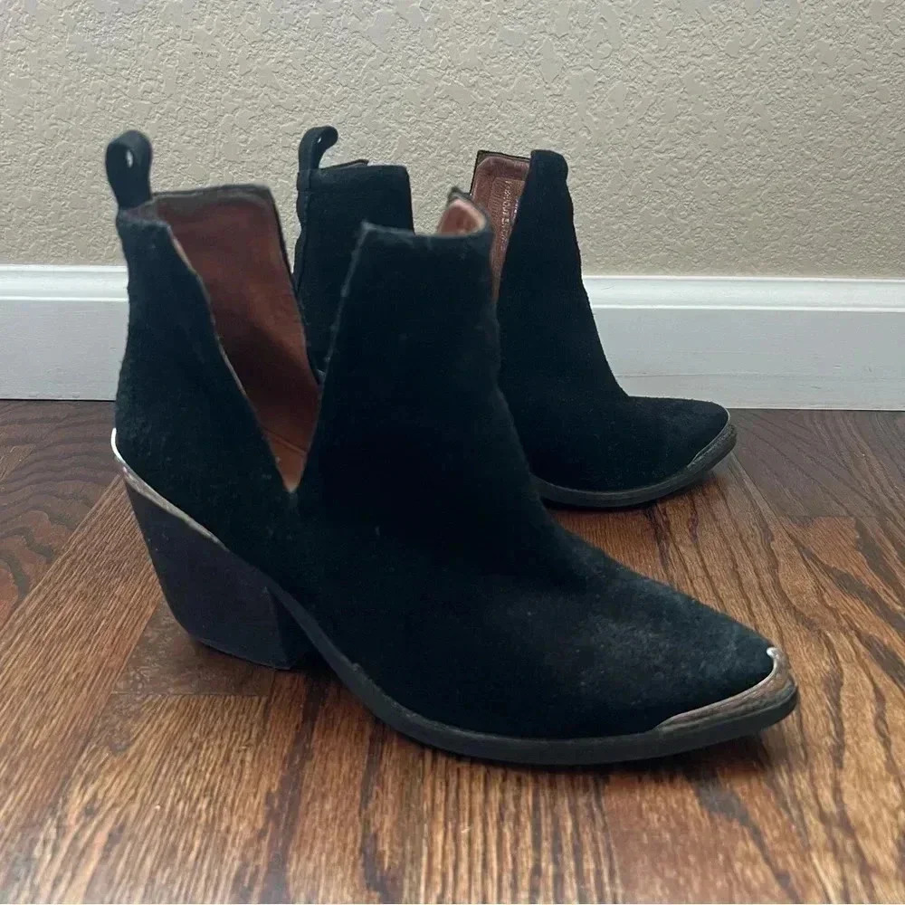 Jeffrey Campbell Cromwell Ankle Boot Pointed Women’s Size 7 Black Leather $175